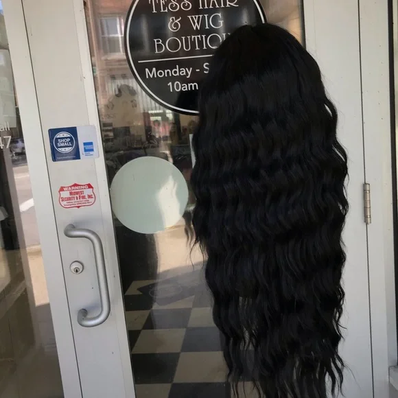 Wig Long Black Deep Wave Wig Long